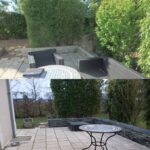 Muret en ardoise autour d'une terrasse